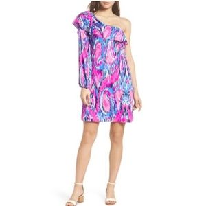 NWT! Lilly Pulitzer Amante Silk One Shoulder Dress